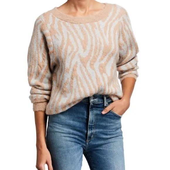 Rebecca Taylor Tiger Stripe Wool Pullover Sweater Size Large - Picture 4 of 14